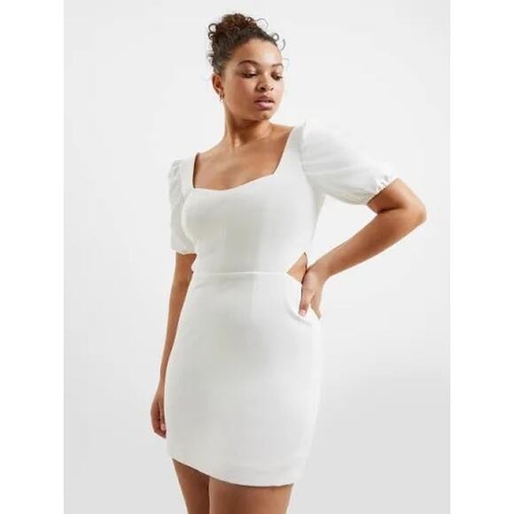French Connection Whisper Puff Sleeve Mini Dress Women's 8 White NWOT - Picture 9 of 11